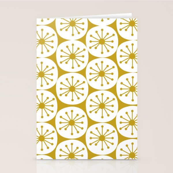 Atomic Dots Retro Geo Pattern in Mid Mod Mustard and White Stationery Card Gallery Image 2