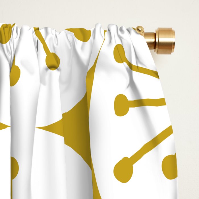 Atomic Dots Retro Geo Pattern in Mid Mod Mustard and White Window Curtain Gallery Image 2
