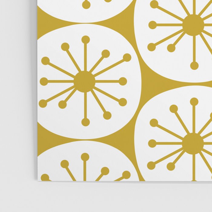 Atomic Dots Retro Geo Pattern in Mid Mod Mustard and White Poster Gallery Image 3