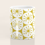 Atomic Dots Retro Geo Pattern in Mid Mod Mustard and White Coffee Mug Gallery Image 4