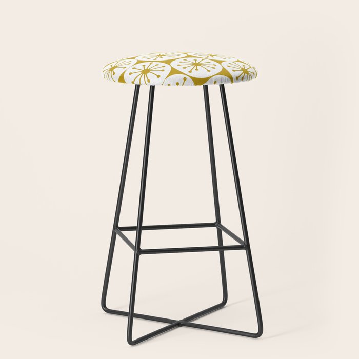 Atomic Dots Retro Geo Pattern in Mid Mod Mustard and White Stool Gallery Image 1