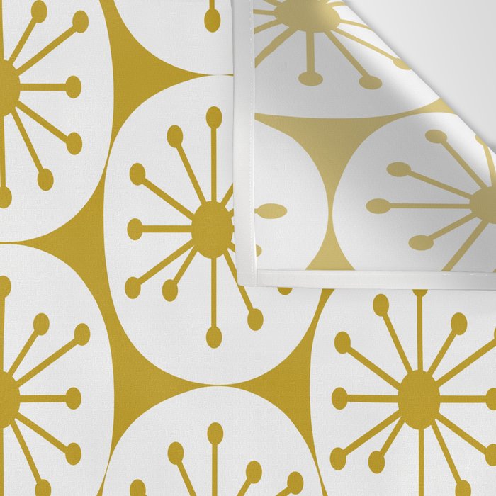 Atomic Dots Retro Geo Pattern in Mid Mod Mustard and White Wall Tapestry Gallery Image 3