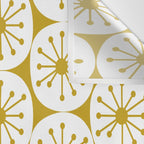 Atomic Dots Retro Geo Pattern in Mid Mod Mustard and White Wall Tapestry Gallery Image 3
