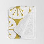 Atomic Dots Retro Geo Pattern in Mid Mod Mustard and White Throw Blanket Gallery Image 3