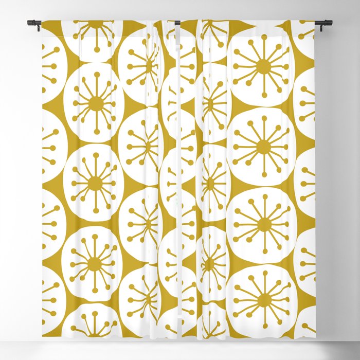 Atomic Dots Retro Geo Pattern in Mid Mod Mustard and White Window Curtain Gallery Image 5