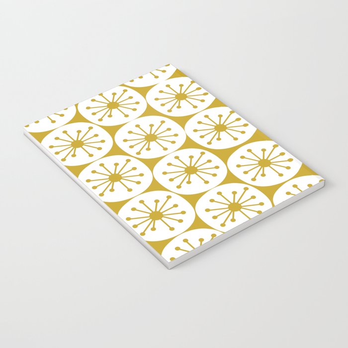 Atomic Dots Retro Geo Pattern in Mid Mod Mustard and White Notebook Gallery Image 3