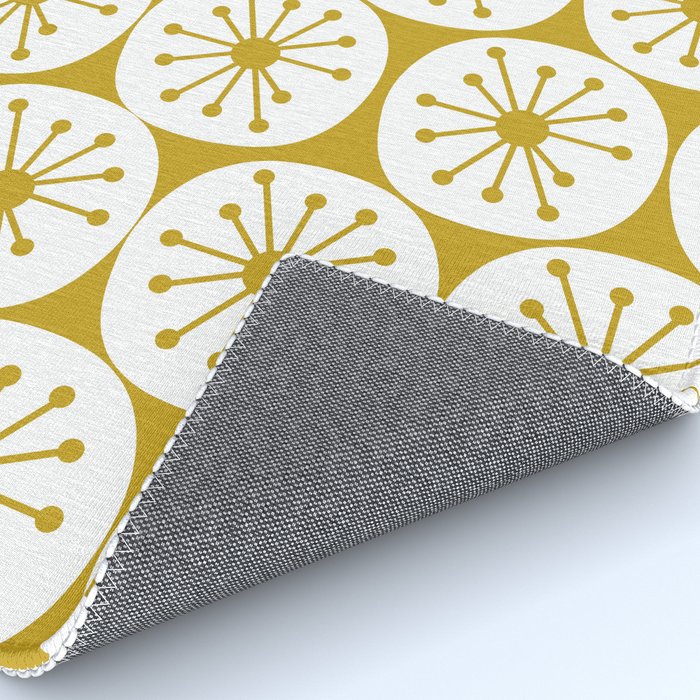 Atomic Dots Retro Geo Pattern in Mid Mod Mustard and White Rug Gallery Image 4