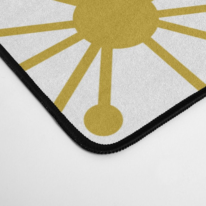 Atomic Dots Retro Geo Pattern in Mid Mod Mustard and White Desk Mat Gallery Image 4