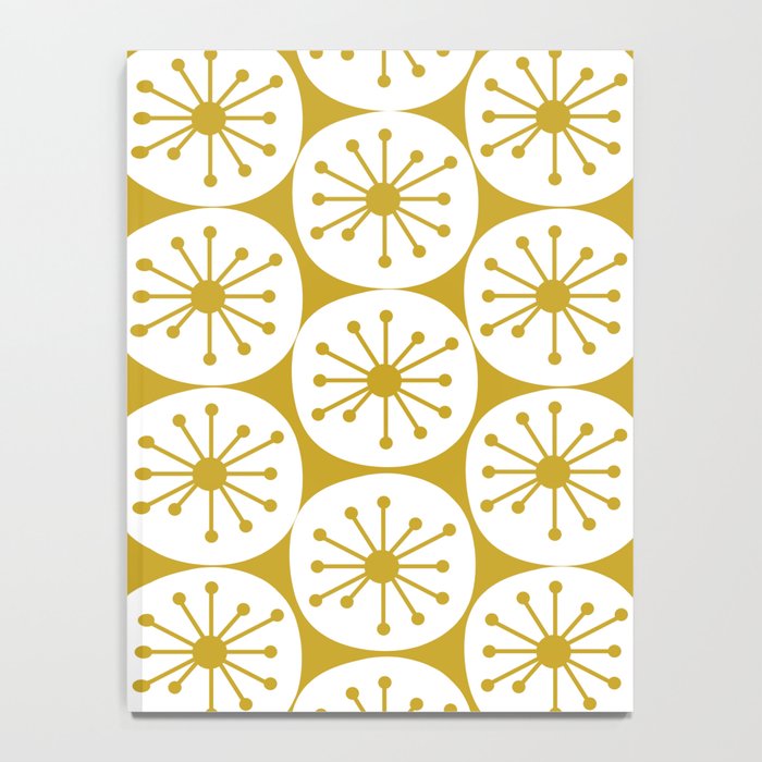 Atomic Dots Retro Geo Pattern in Mid Mod Mustard and White Notebook Gallery Image 4