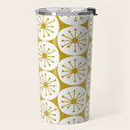 Atomic Dots Retro Geo Pattern in Mid Mod Mustard and White Travel Mug Gallery Image 2