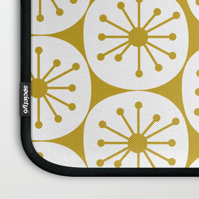 Atomic Dots Retro Geo Pattern in Mid Mod Mustard and White Laptop Sleeve Gallery Image 3