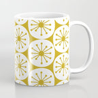 Atomic Dots Retro Geo Pattern in Mid Mod Mustard and White Coffee Mug Gallery Image 1