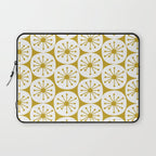 Atomic Dots Retro Geo Pattern in Mid Mod Mustard and White Laptop Sleeve Gallery Image 1