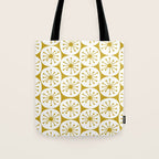 Atomic Dots Retro Geo Pattern in Mid Mod Mustard and White Tote Bag Gallery Image 1