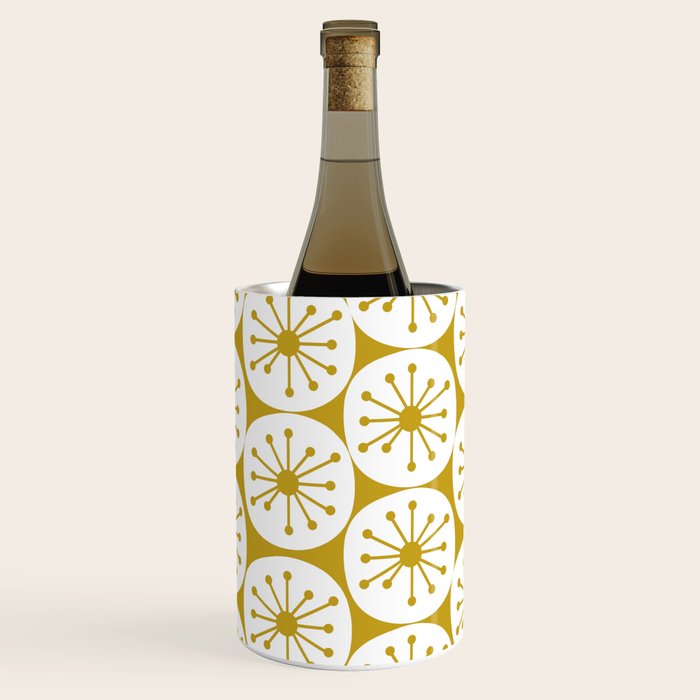 Atomic Dots Retro Geo Pattern in Mid Mod Mustard and White Wine Chiller Gallery Image 1