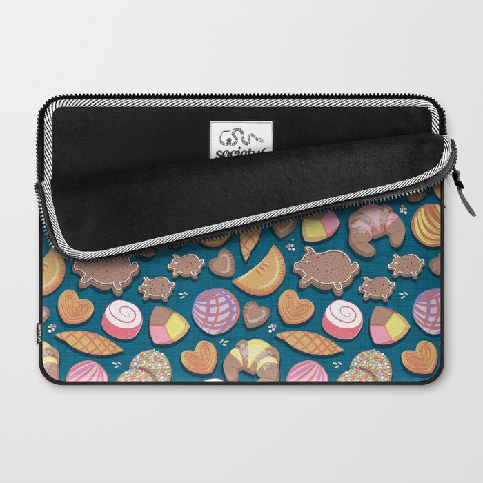 Mexican Sweet Bakery Frenzy // turquoise background // pastel colors pan dulce Laptop Sleeve Gallery Image 2