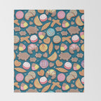 Mexican Sweet Bakery Frenzy // turquoise background // pastel colors pan dulce Throw Blanket Gallery Image 2