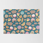Mexican Sweet Bakery Frenzy // turquoise background // pastel colors pan dulce Rug Gallery Image 2