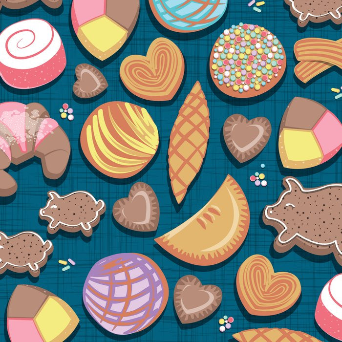 Mexican Sweet Bakery Frenzy // turquoise background // pastel colors pan dulce Coffee Mug Gallery Image 2