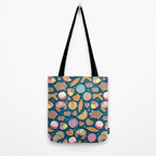 Mexican Sweet Bakery Frenzy // turquoise background // pastel colors pan dulce Tote Bag Gallery Image 2