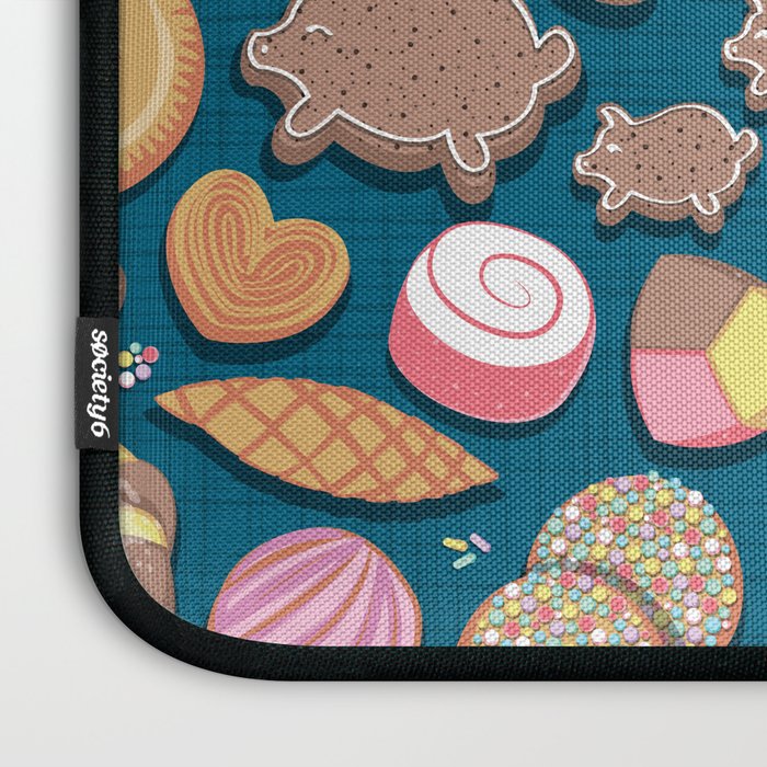 Mexican Sweet Bakery Frenzy // turquoise background // pastel colors pan dulce Laptop Sleeve Gallery Image 3