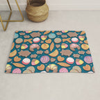 Mexican Sweet Bakery Frenzy // turquoise background // pastel colors pan dulce Rug Gallery Image 1