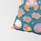 Mexican Sweet Bakery Frenzy // turquoise background // pastel colors pan dulce Pillow Sham Gallery Image 4