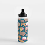 Mexican Sweet Bakery Frenzy // turquoise background // pastel colors pan dulce Water Bottle Gallery Image 2