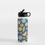 Mexican Sweet Bakery Frenzy // turquoise background // pastel colors pan dulce Water Bottle Gallery Image 1