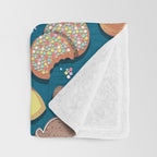 Mexican Sweet Bakery Frenzy // turquoise background // pastel colors pan dulce Throw Blanket Gallery Image 3