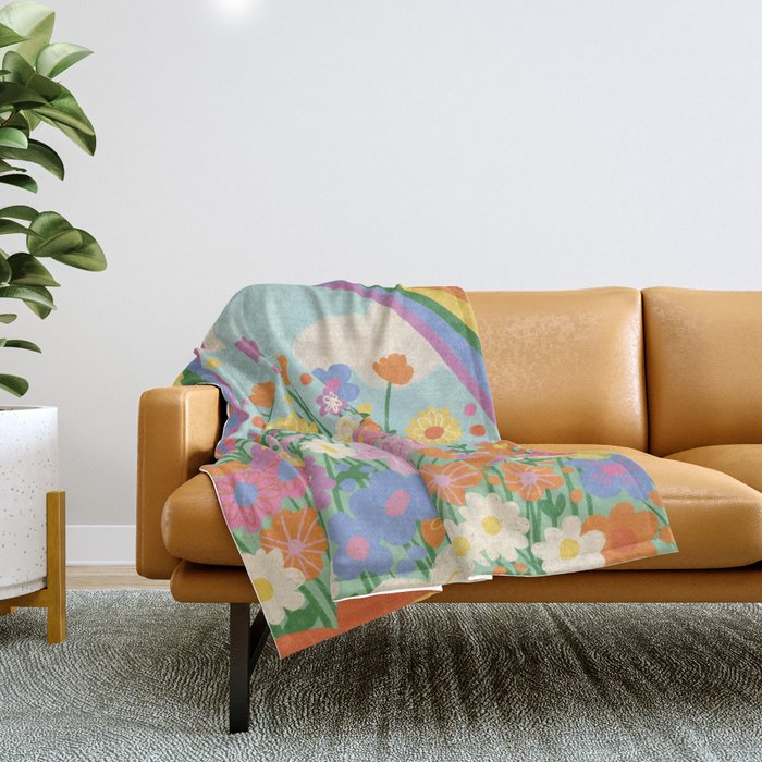 Happy rainbow Throw Blanket Gallery Image 1