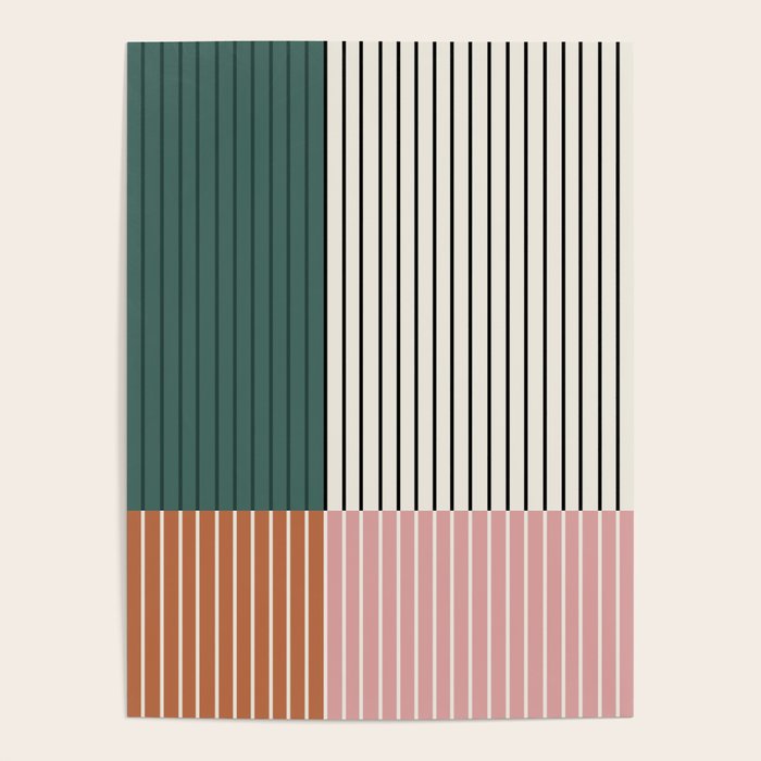 Color Block Line Abstract V Colorful Retro Poster Gallery Image 1