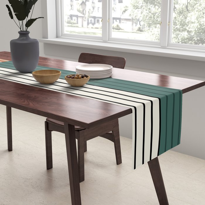 Color Block Line Abstract V Colorful Retro Table Runner Gallery Image 2