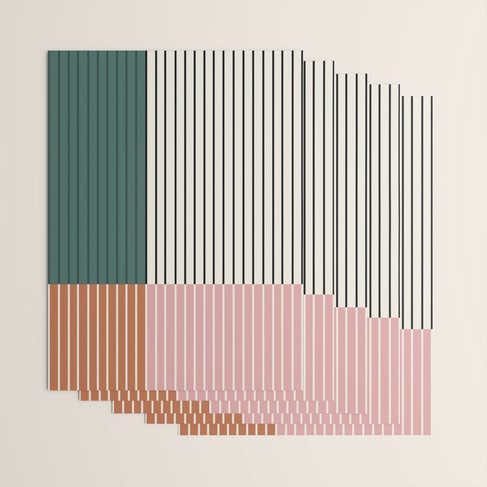 Color Block Line Abstract V Colorful Retro Wrapping Paper Gallery Image 3