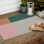 Color Block Line Abstract V Colorful Retro Outdoor Rug Gallery Image 2