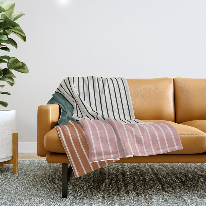 Color Block Line Abstract V Colorful Retro Throw Blanket Gallery Image 1