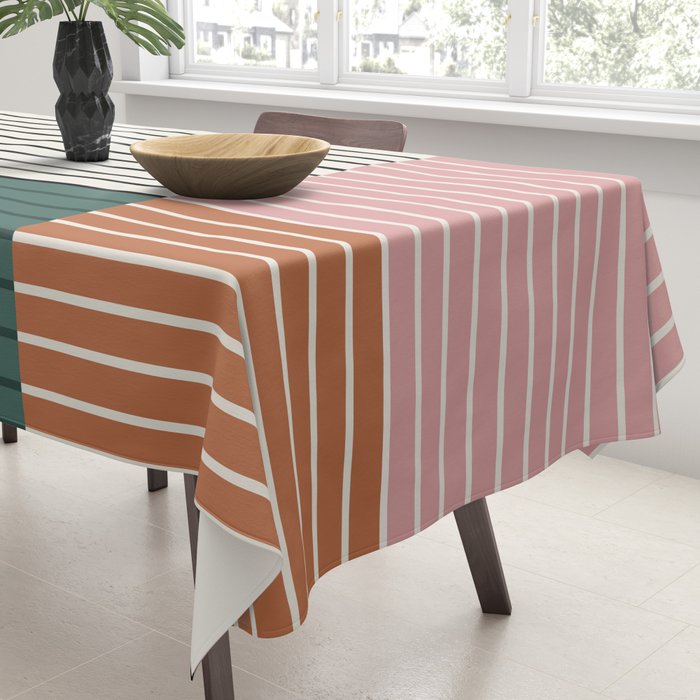 Color Block Line Abstract V Colorful Retro Tablecloth Gallery Image 3