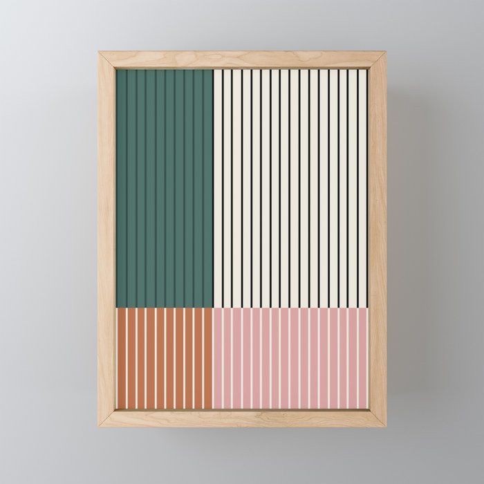 Color Block Line Abstract V Colorful Retro Mini Art Print Gallery Image 1