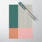 Color Block Line Abstract V Colorful Retro Wrapping Paper Gallery Image 1