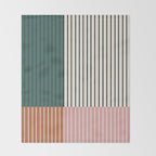 Color Block Line Abstract V Colorful Retro Throw Blanket Gallery Image 2