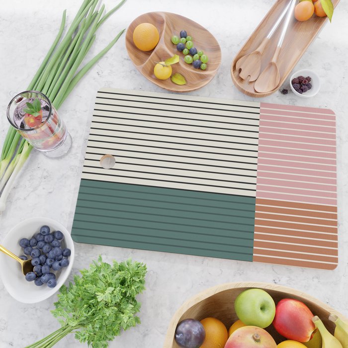 Color Block Line Abstract V Colorful Retro Cutting Board Gallery Image 2