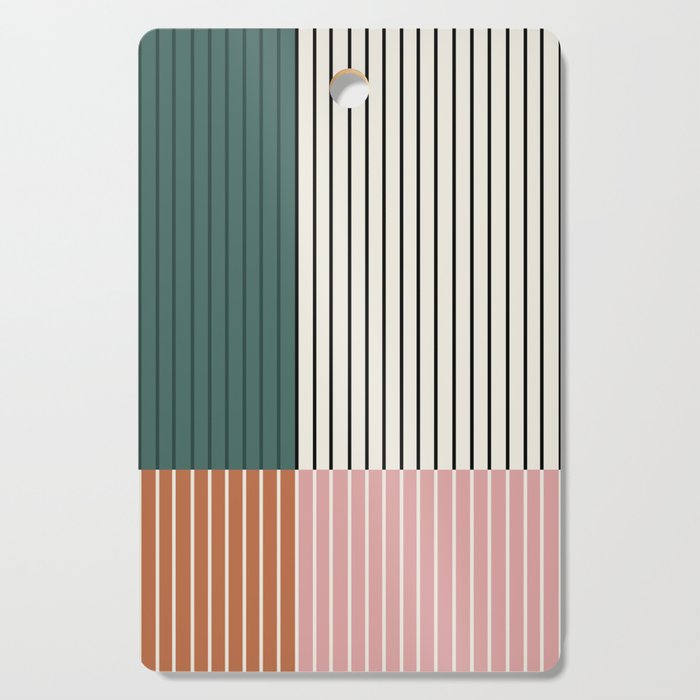 Color Block Line Abstract V Colorful Retro Cutting Board Gallery Image 1