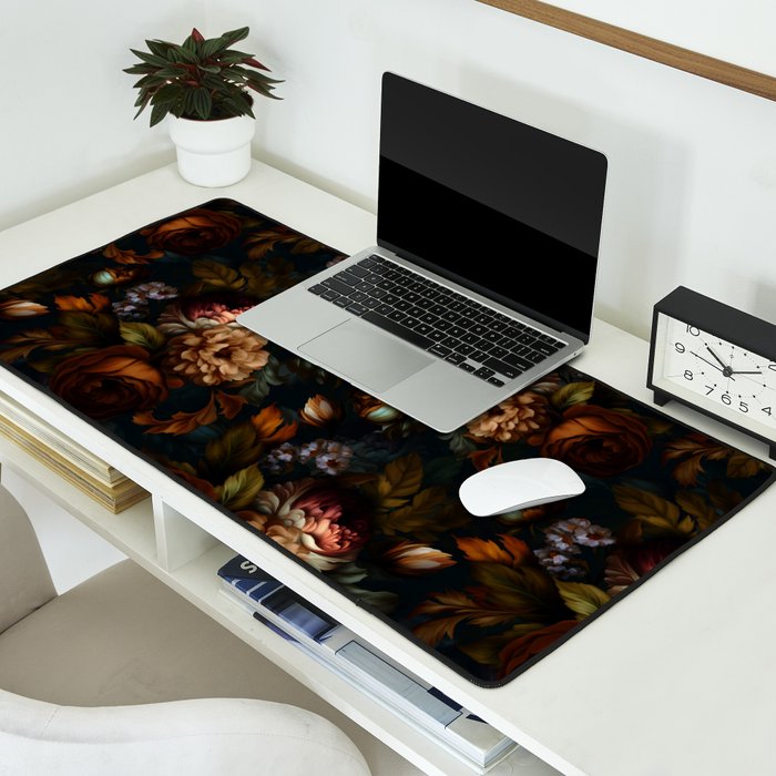 Dark Moody Baroque Midnight Garden Desk Mat Gallery Image 2