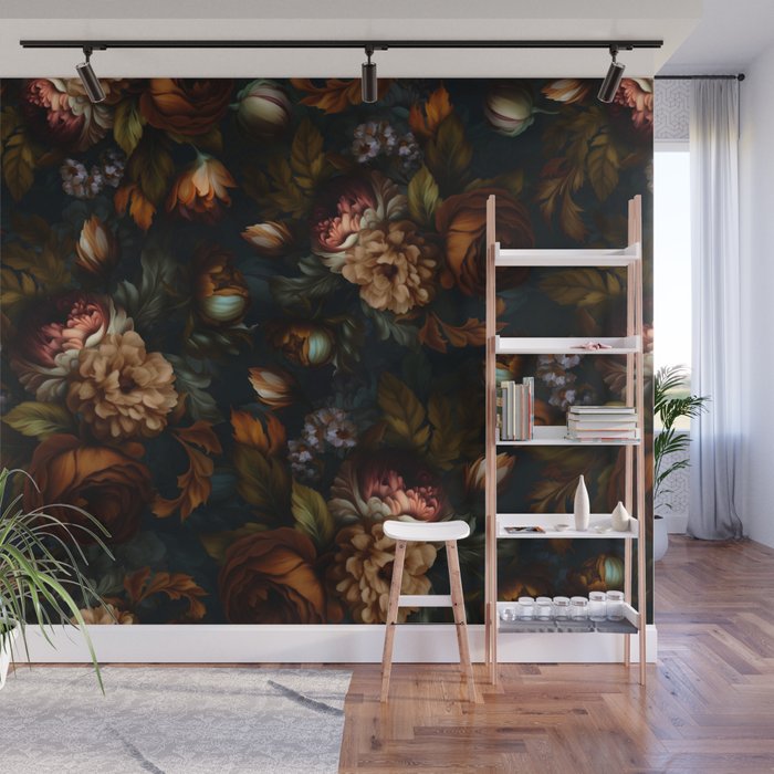 Dark Moody Baroque Midnight Garden Wall Mural Gallery Image 1
