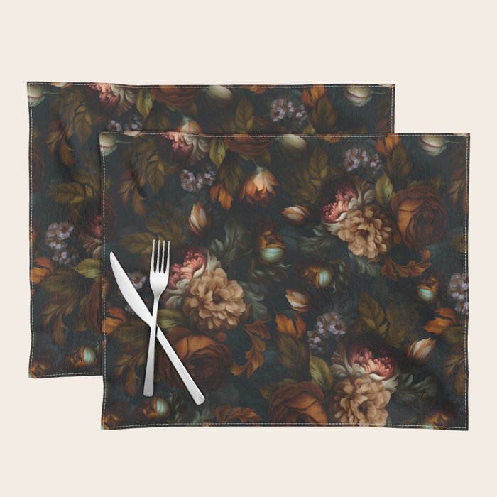 Dark Moody Baroque Midnight Garden Placemat Gallery Image 1