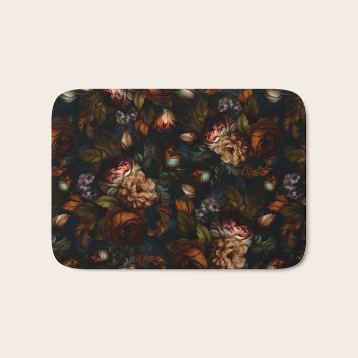 Dark Moody Baroque Midnight Garden Bath Mat Gallery Image 1