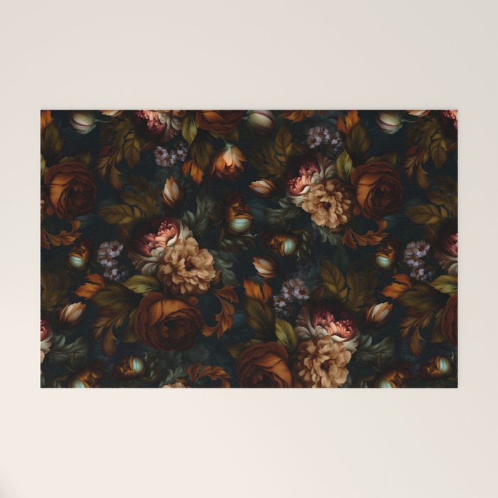 Dark Moody Baroque Midnight Garden Welcome Mat Gallery Image 1