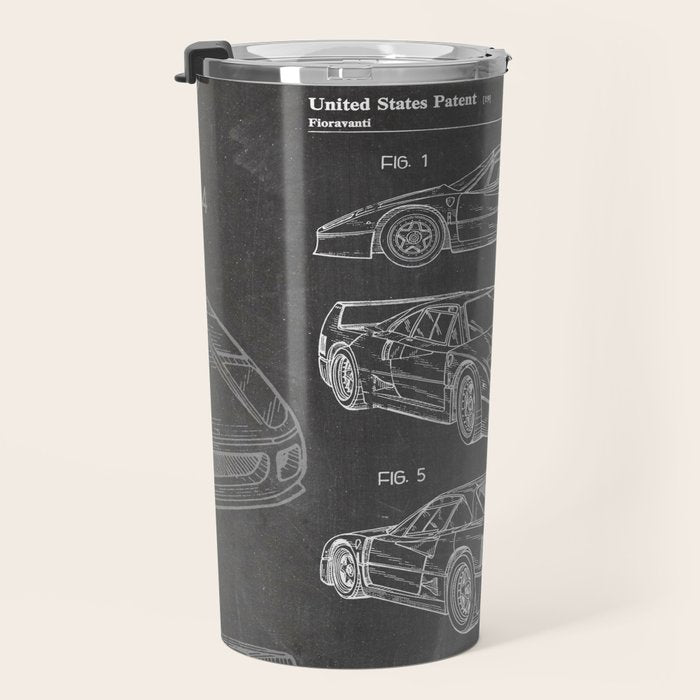 Supercar Sports Car Patent - Car Fan Classic Car Art - Black Chalkboard Travel Mug Gallery Image 3