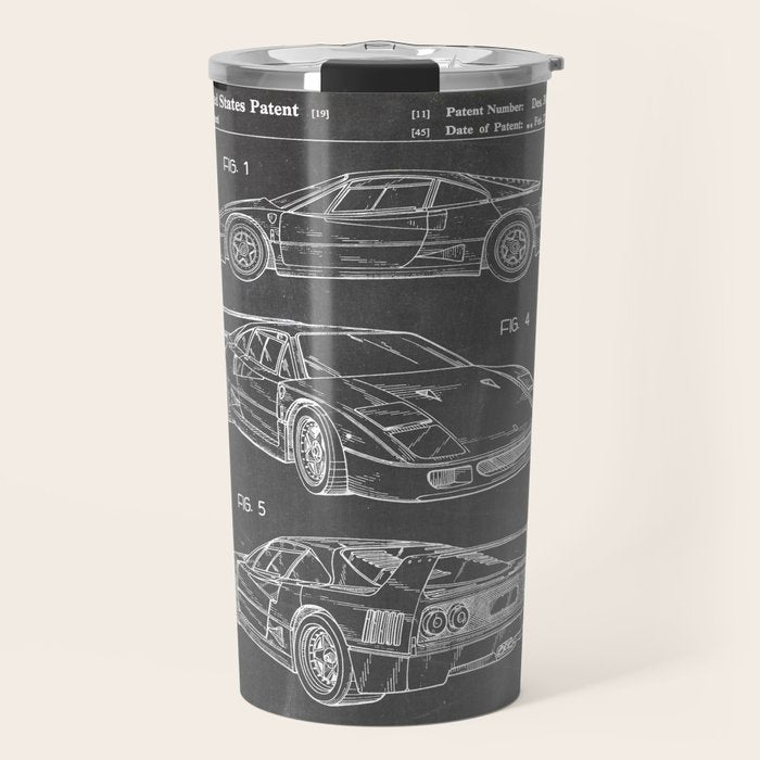 Supercar Sports Car Patent - Car Fan Classic Car Art - Black Chalkboard Travel Mug Gallery Image 1