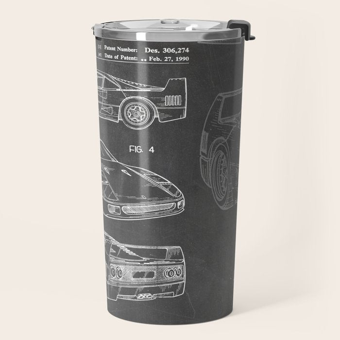 Supercar Sports Car Patent - Car Fan Classic Car Art - Black Chalkboard Travel Mug Gallery Image 2